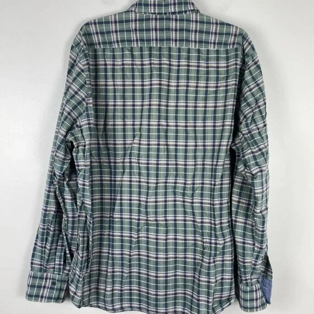Hugo Boss Mens Plaid Shirt Button Up Sz XL Preppy Work Business Casual
